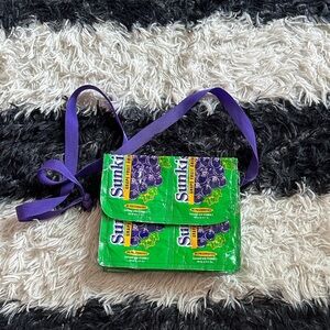 Green and Purple Sunkist Vintage Crossbody Bag, Upcycled, Handmade